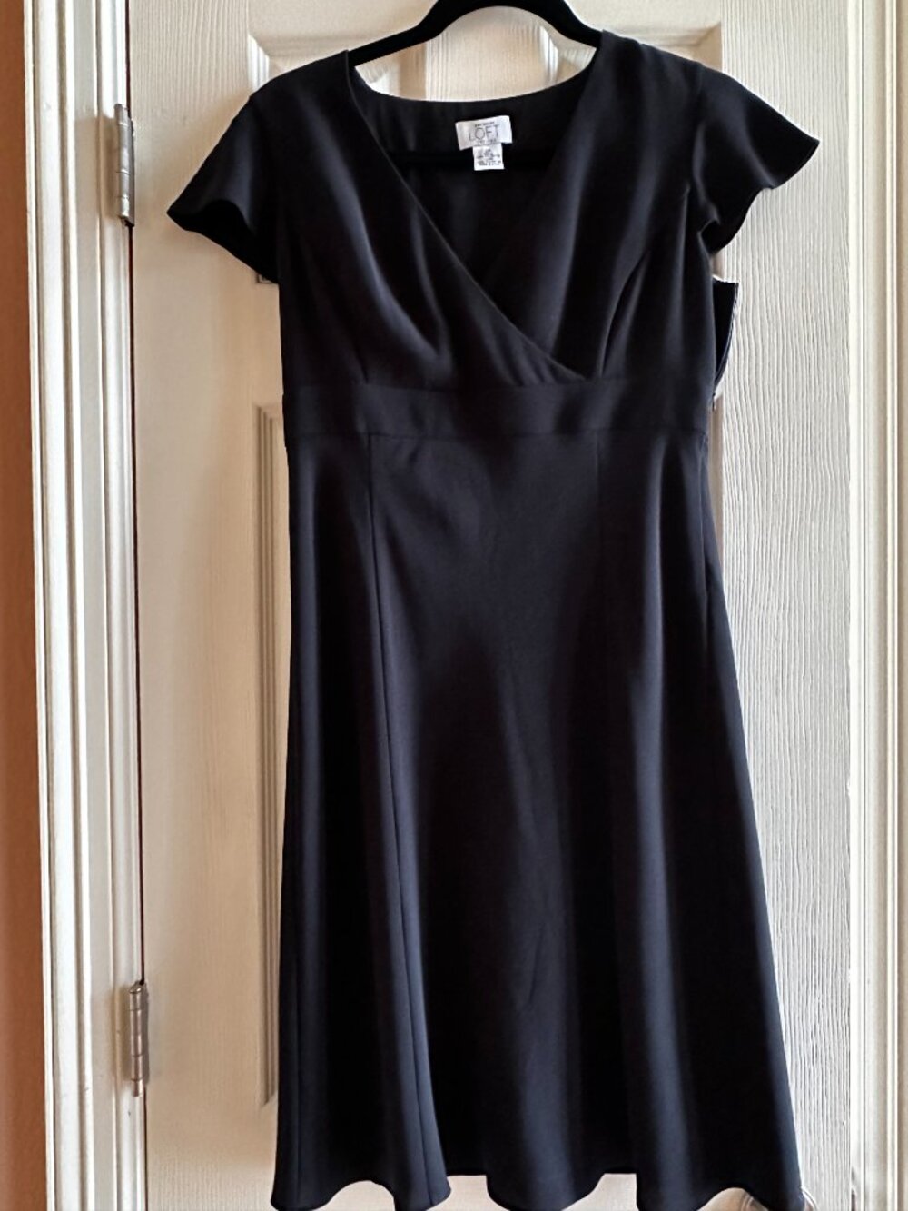 Y2K Ann Taylor Loft Petites Black Faux Wrap Fit & Flare Dress Size 2P